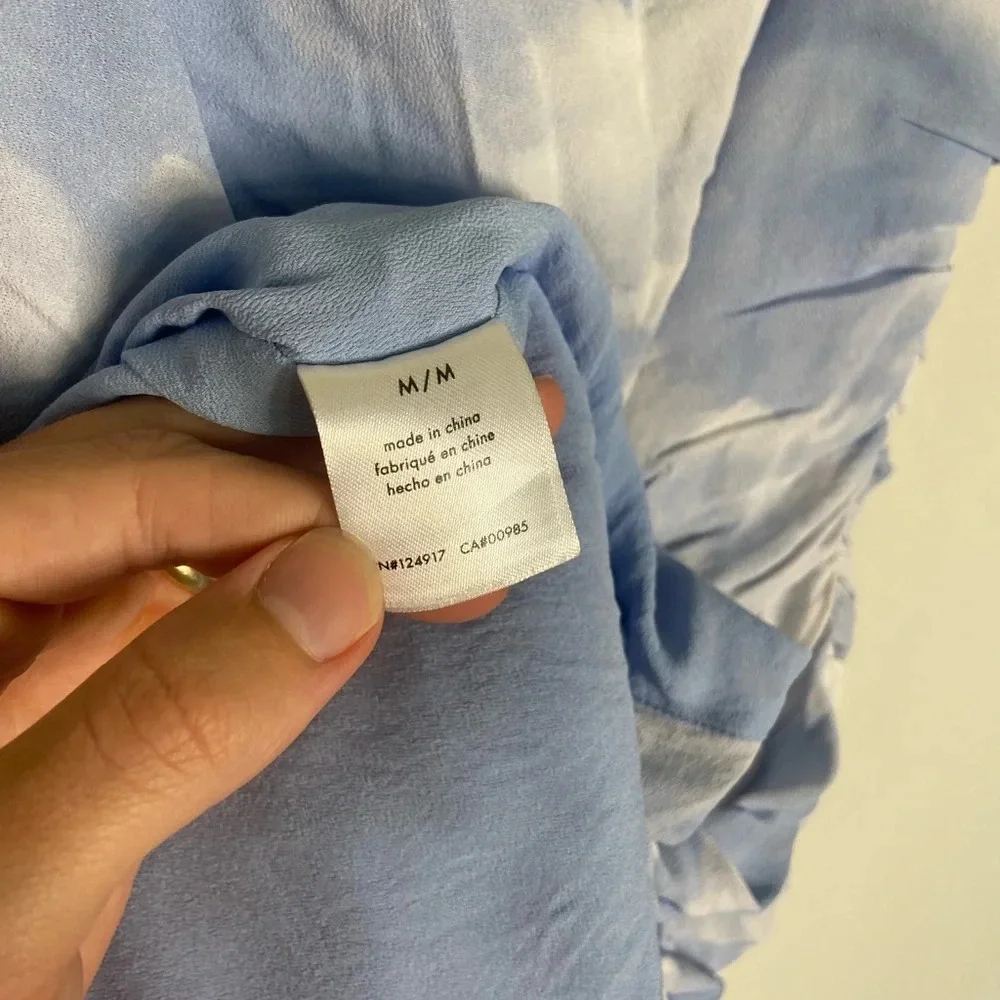 We Wore What REVOLVE Ronnie in Clouds Powder Blue Ruched Bodycon Mini Dress - Picture 7 of 9